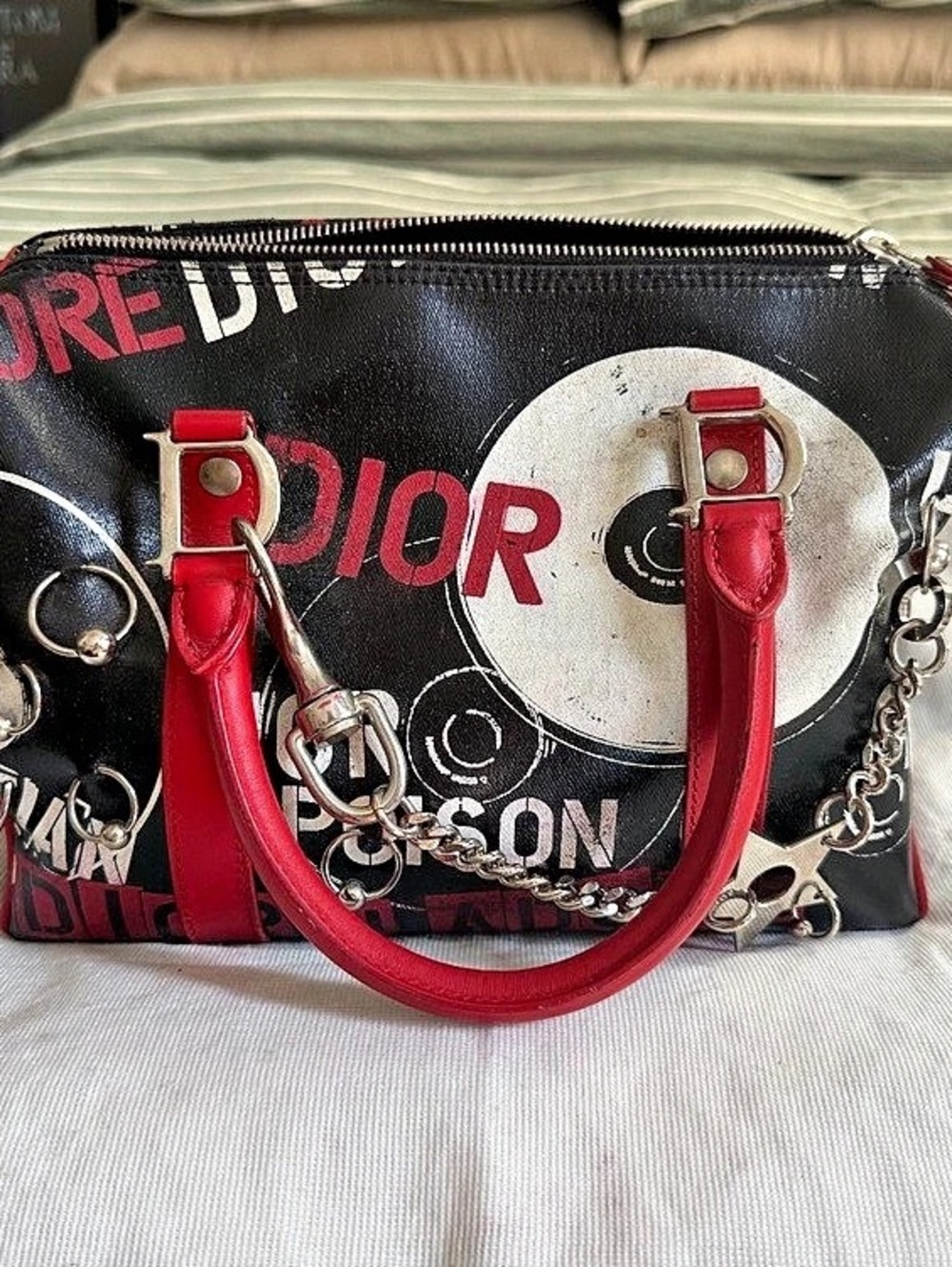 Christian Dior x John Galliano Hardcore Piercing Boston Bag in Black & Red (2004